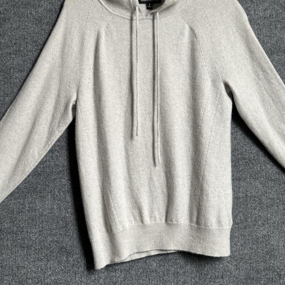Banana Republic Todd & Duncan 100% Cashmere Hoodie M Gray Scottish Quiet Luxury - Picture 11 of 15